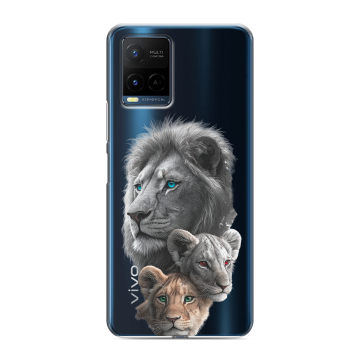 Силиконовый чехол на Vivo Y21 с принтом Львы Силиконовый чехол на Vivo Y21 с принтом Львы