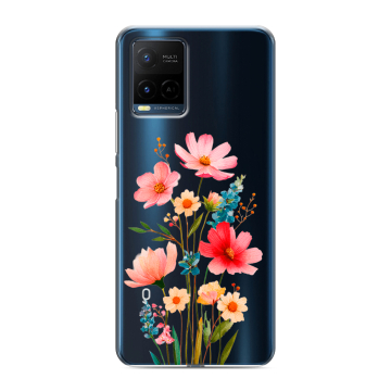 Силиконовый чехол на Vivo Y21 с принтом Цветы Силиконовый чехол на Vivo Y21 с принтом Цветы