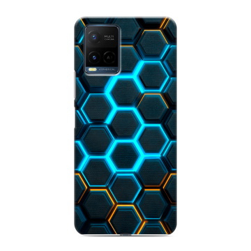 Силиконовый чехол на Vivo Y21 с принтом Неоновые соты Силиконовый чехол на Vivo Y21 с принтом Неоновые соты