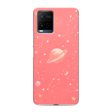 Силиконовый чехол на Vivo Y21 с принтом Розовый космос Силиконовый чехол на Vivo Y21 с принтом Розовый космос