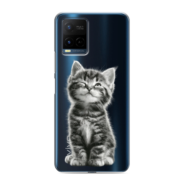 Силиконовый чехол на Vivo Y21 с принтом Котенок
