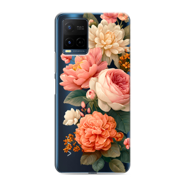 Силиконовый чехол на Vivo Y21 с принтом цветы Силиконовый чехол на Vivo Y21 с принтом цветы