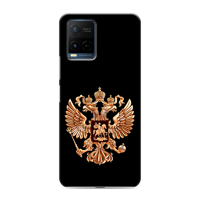 Силиконовый чехол на Vivo Y21 с принтом Герб России золотой Силиконовый чехол на Vivo Y21 с принтом Герб России золотой