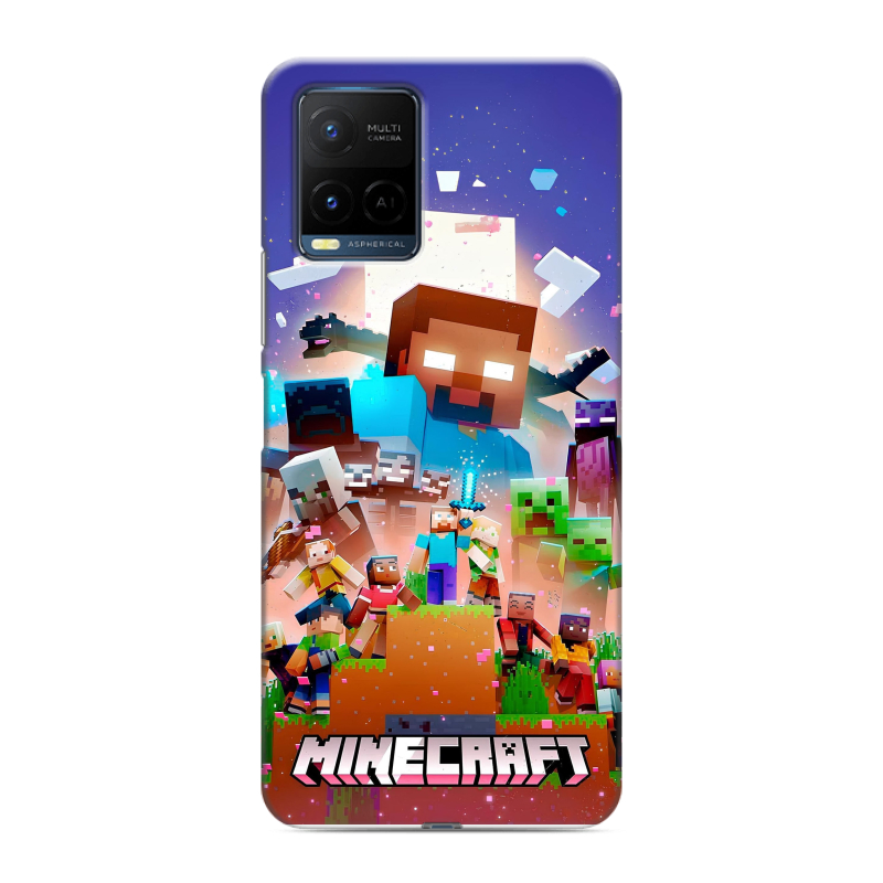 Силиконовый противоударный чехол на Vivo Y21 с принтом Майнкрафт Minecraft Силиконовый противоударный чехол на Vivo Y21 с принтом Майнкрафт Minecraft