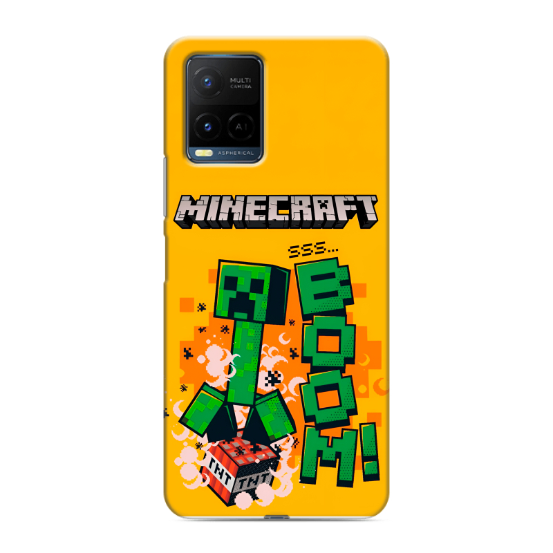 Силиконовый противоударный чехол на Vivo Y21 с принтом Майнкрафт Minecraft Силиконовый противоударный чехол на Vivo Y21 с принтом Майнкрафт Minecraft