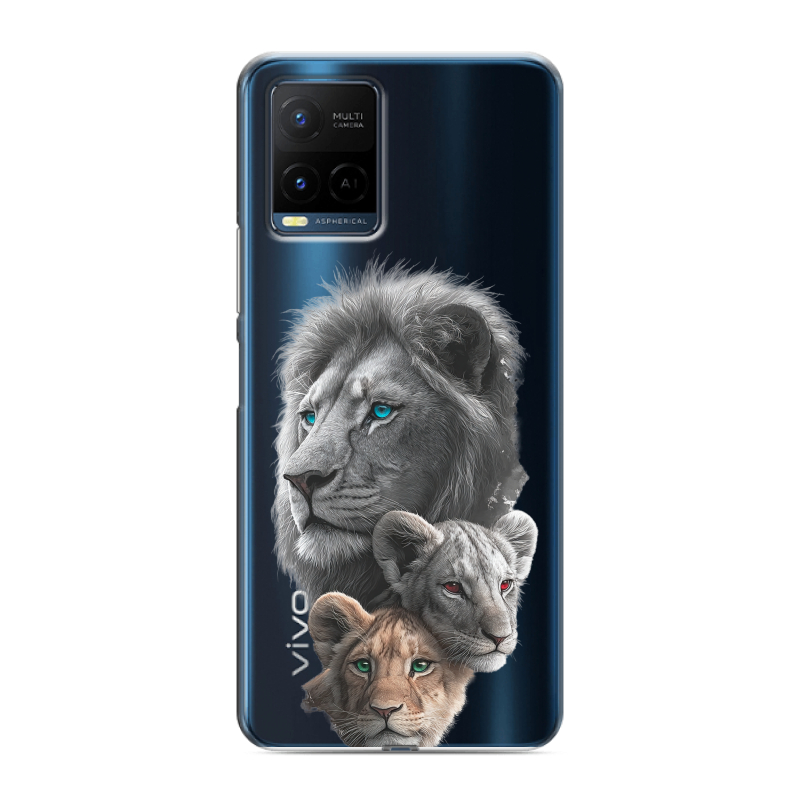 Силиконовый чехол на Vivo Y21 с принтом Львы Силиконовый чехол на Vivo Y21 с принтом Львы