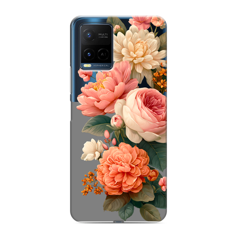 Силиконовый чехол на Vivo Y21 с принтом цветы Силиконовый чехол на Vivo Y21 с принтом цветы