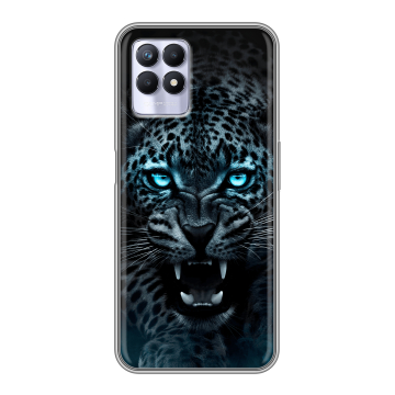 Силиконовый чехол на Realme 8i с принтом Темный леопард
