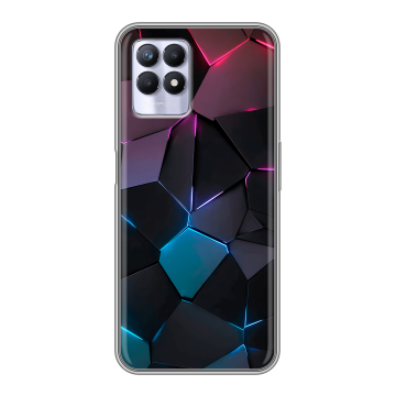 Силиконовый чехол на Realme 8i с принтом Геометрия неона