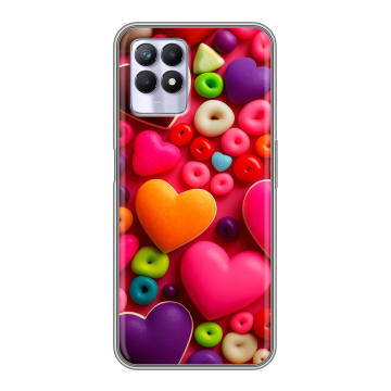 Силиконовый чехол на Realme 8i с принтом Сердечки