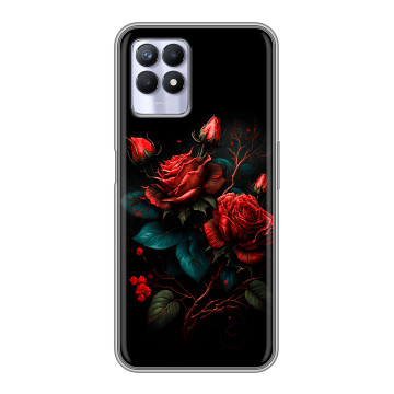 Силиконовый чехол на Realme 8i с принтом Розы красные Силиконовый чехол на Realme 8i с принтом Розы красные