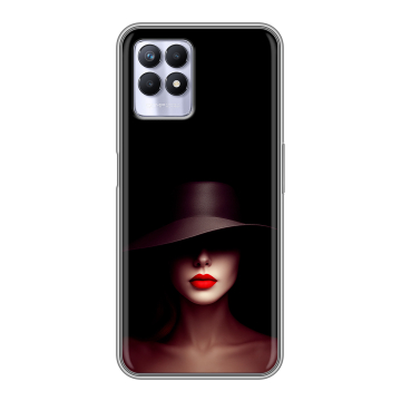 Силиконовый чехол на Realme 8i с принтом Девушка в шляпе Силиконовый чехол на Realme 8i с принтом Девушка в шляпе