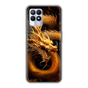 Силиконовый чехол на Realme 8i с принтом Золотой дракон Силиконовый чехол на Realme 8i с принтом Золотой дракон