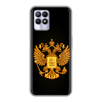 Силиконовый чехол на Realme 8i с принтом Герб России желтый Силиконовый чехол на Realme 8i с принтом Герб России желтый