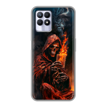 Силиконовый чехол на Realme 8i с принтом Скелет и карты Силиконовый чехол на Realme 8i с принтом Скелет и карты