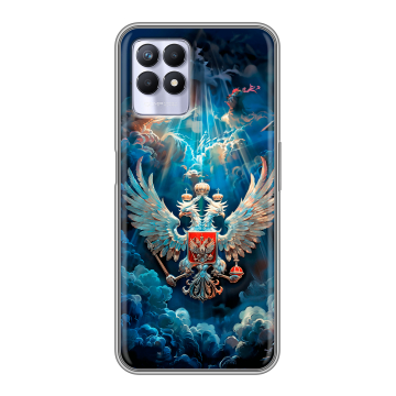 Силиконовый чехол на Realme 8i с принтом Герб флаг России Силиконовый чехол на Realme 8i с принтом Герб флаг России