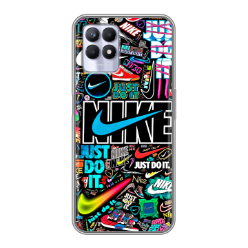 Силиконовый чехол на Realme 8i с принтом найк nike черный Силиконовый чехол на Realme 8i с принтом найк nike черный