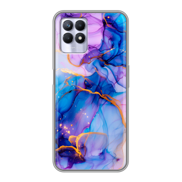Силиконовый чехол на Realme 8i с принтом синий мрамор Силиконовый чехол на Realme 8i с принтом синий мрамор
