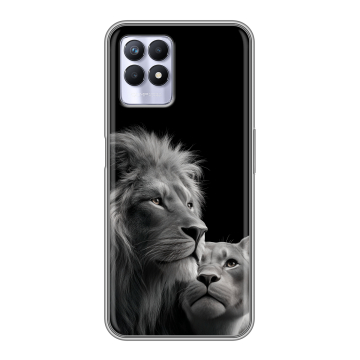 Силиконовый чехол на Realme 8i с принтом Лев кошки Силиконовый чехол на Realme 8i с принтом Лев кошки