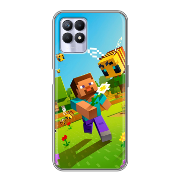 Силиконовый чехол на Realme 8i с принтом Майнкрафт Minecraft