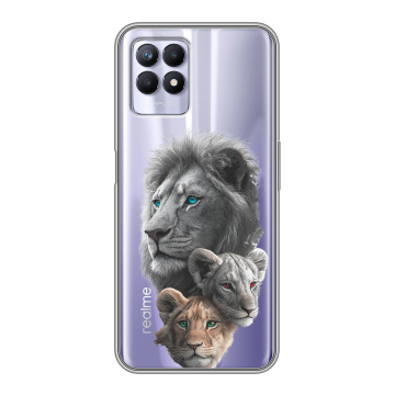 Силиконовый чехол на Realme 8i с принтом Львы Силиконовый чехол на Realme 8i с принтом Львы