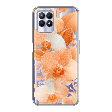Силиконовый чехол на Realme 8i с принтом Бежевые цветы Силиконовый чехол на Realme 8i с принтом Бежевые цветы