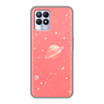 Силиконовый чехол на Realme 8i с принтом Розовый космос Силиконовый чехол на Realme 8i с принтом Розовый космос