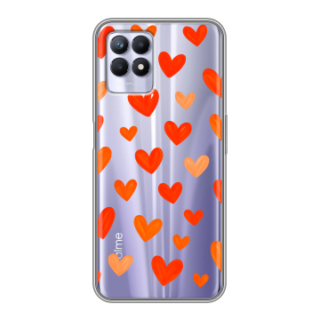 Силиконовый чехол на Realme 8i с принтом Сердечки Силиконовый чехол на Realme 8i с принтом Сердечки