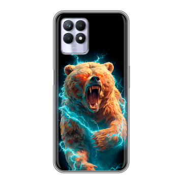 Силиконовый чехол на Realme 8i с принтом Медведь Силиконовый чехол на Realme 8i с принтом Медведь