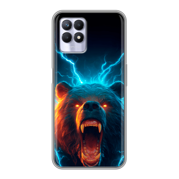 Силиконовый чехол на Realme 8i с принтом Медведь Силиконовый чехол на Realme 8i с принтом Медведь