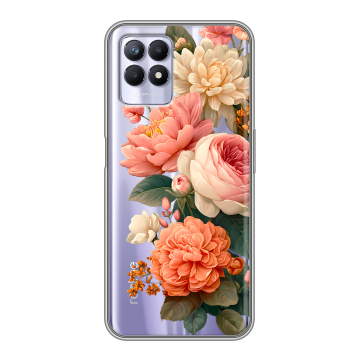 Силиконовый чехол на Realme 8i с принтом цветы Силиконовый чехол на Realme 8i с принтом цветы
