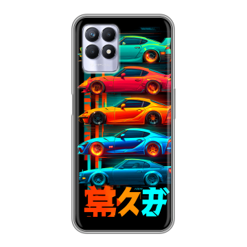 Силиконовый чехол на Realme 8i с принтом машины тачки Силиконовый чехол на Realme 8i с принтом машины тачки