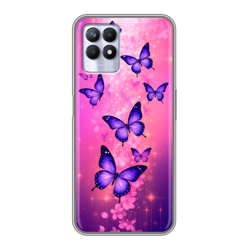Силиконовый чехол на Realme 8i с принтом Бабочки Силиконовый чехол на Realme 8i с принтом Бабочки