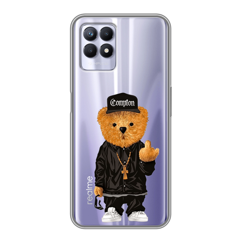 Силиконовый противоударный чехол на Realme 8i с принтом Мишка Силиконовый противоударный чехол на Realme 8i с принтом Мишка