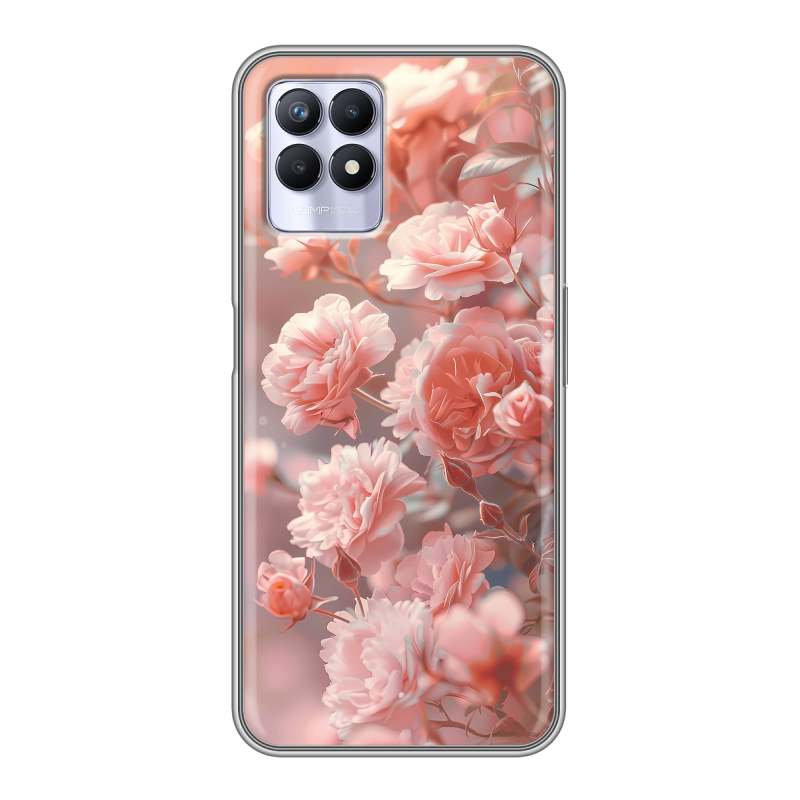 Силиконовый чехол на Realme 8i с принтом Розовые розы Силиконовый чехол на Realme 8i с принтом Розовые розы