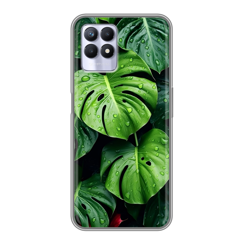 Силиконовый противоударный чехол на Realme 8i с принтом Листья Силиконовый противоударный чехол на Realme 8i с принтом Листья