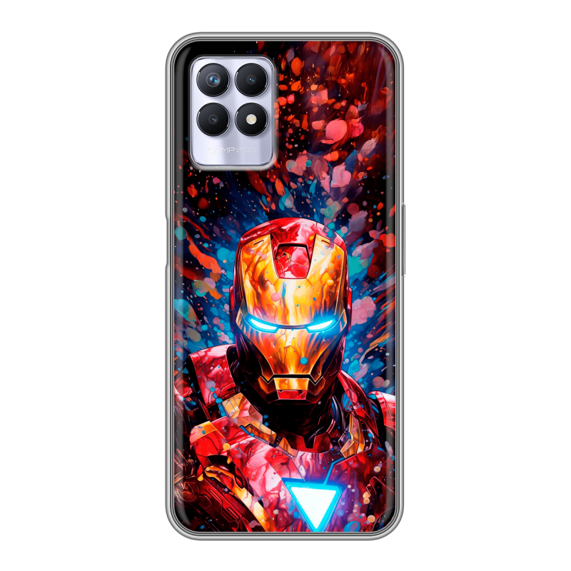 Силиконовый противоударный чехол на Realme 8i с принтом Железный человек Ironman Силиконовый противоударный чехол на Realme 8i с принтом Железный человек Ironman