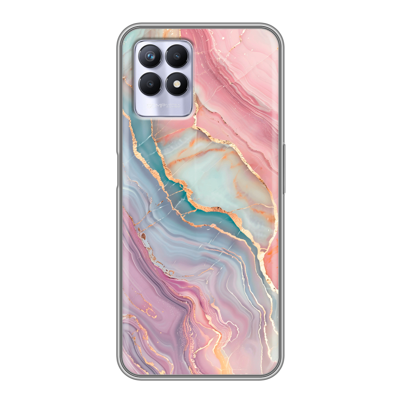 Силиконовый чехол на Realme 8i с принтом розовый мрамор Силиконовый чехол на Realme 8i с принтом розовый мрамор