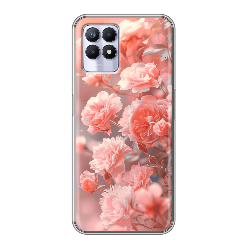 Силиконовый чехол на Realme 8i с принтом Розы цветы Силиконовый чехол на Realme 8i с принтом Розы цветы