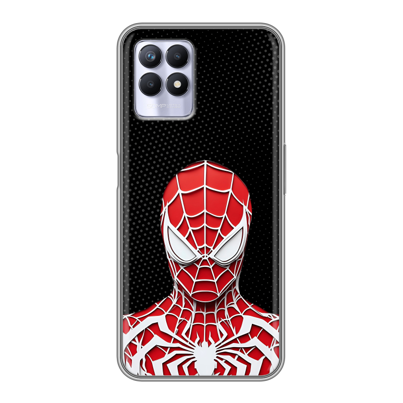 Силиконовый противоударный чехол на Realme 8i с принтом человек паук spiderman Силиконовый противоударный чехол на Realme 8i с принтом человек паук spiderman
