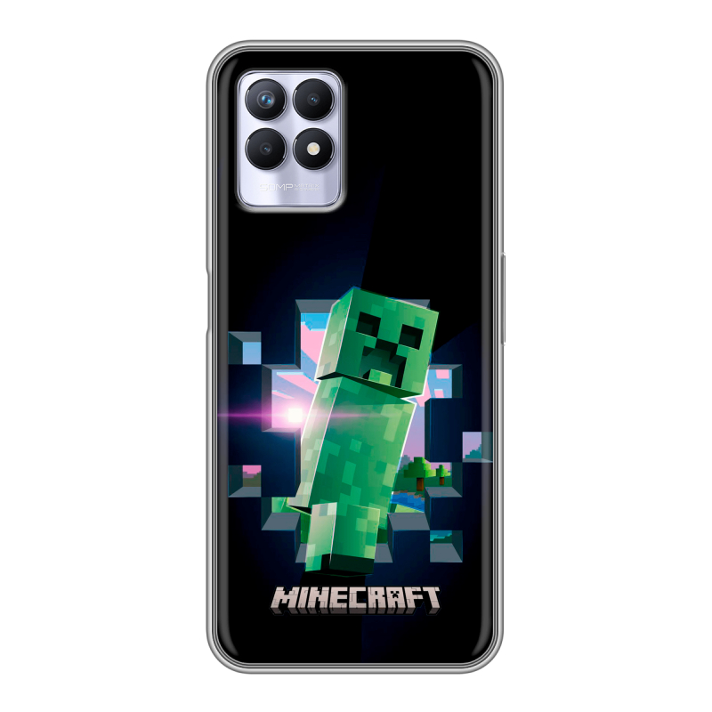 Силиконовый противоударный чехол на Realme 8i с принтом Майнкрафт Minecraft Силиконовый противоударный чехол на Realme 8i с принтом Майнкрафт Minecraft