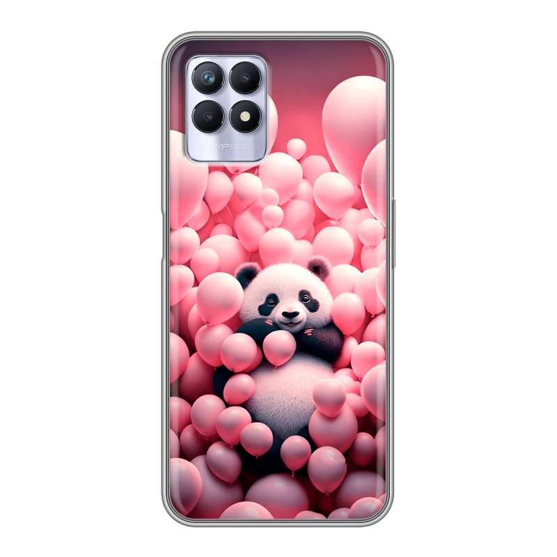 Силиконовый противоударный чехол на Realme 8i с принтом Панда Силиконовый противоударный чехол на Realme 8i с принтом Панда