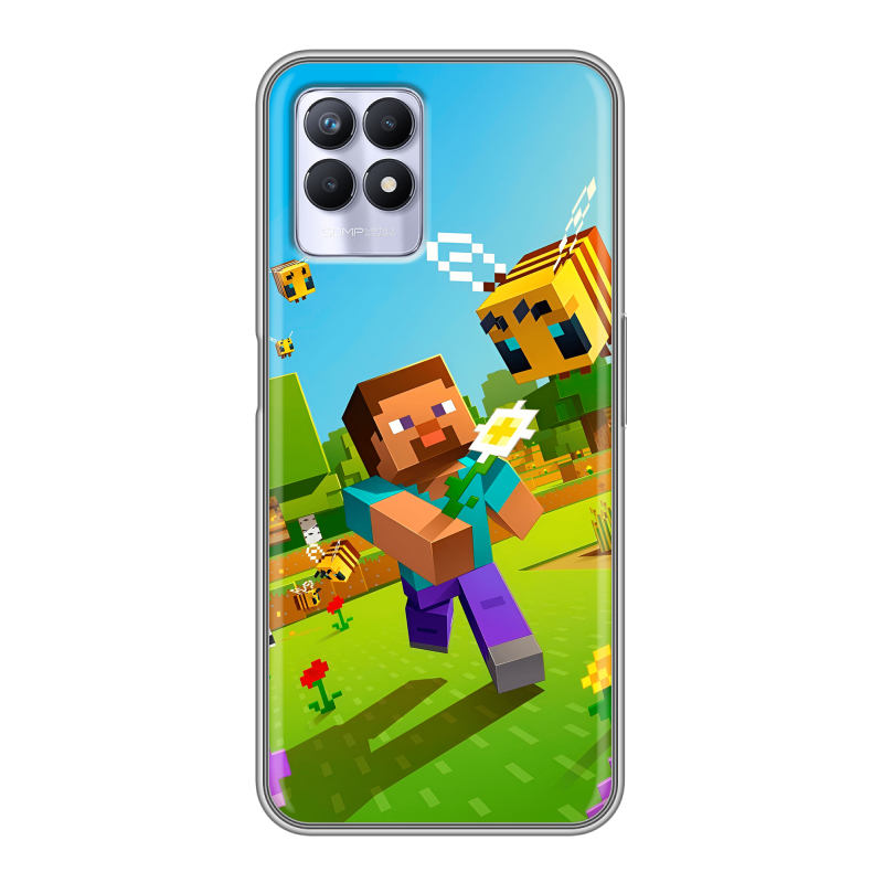 Силиконовый противоударный чехол на Realme 8i с принтом Майнкрафт Minecraft Силиконовый противоударный чехол на Realme 8i с принтом Майнкрафт Minecraft