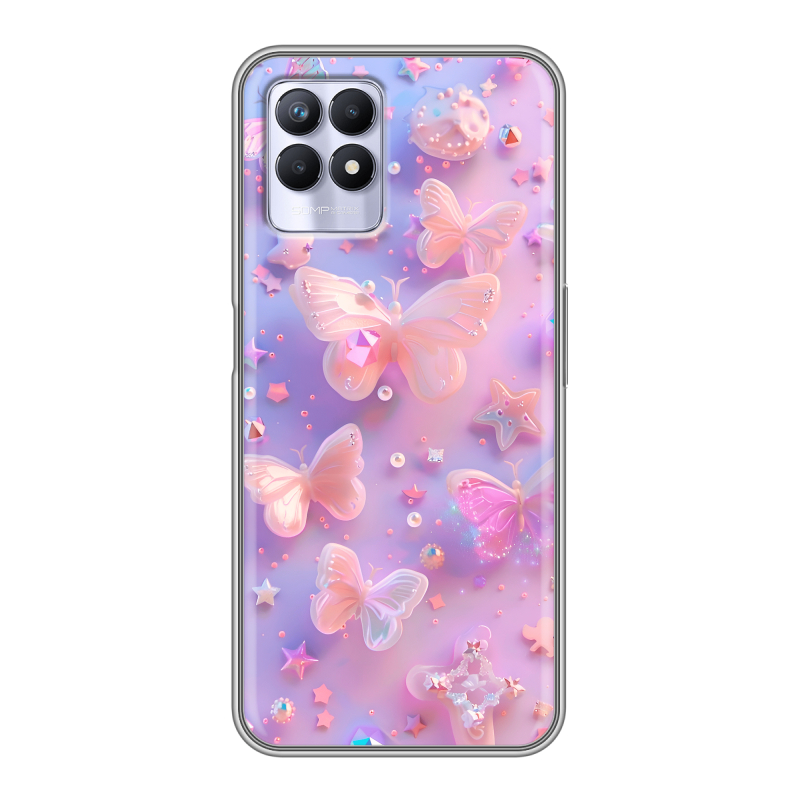 Силиконовый чехол на Realme 8i с принтом Бабочки Силиконовый чехол на Realme 8i с принтом Бабочки