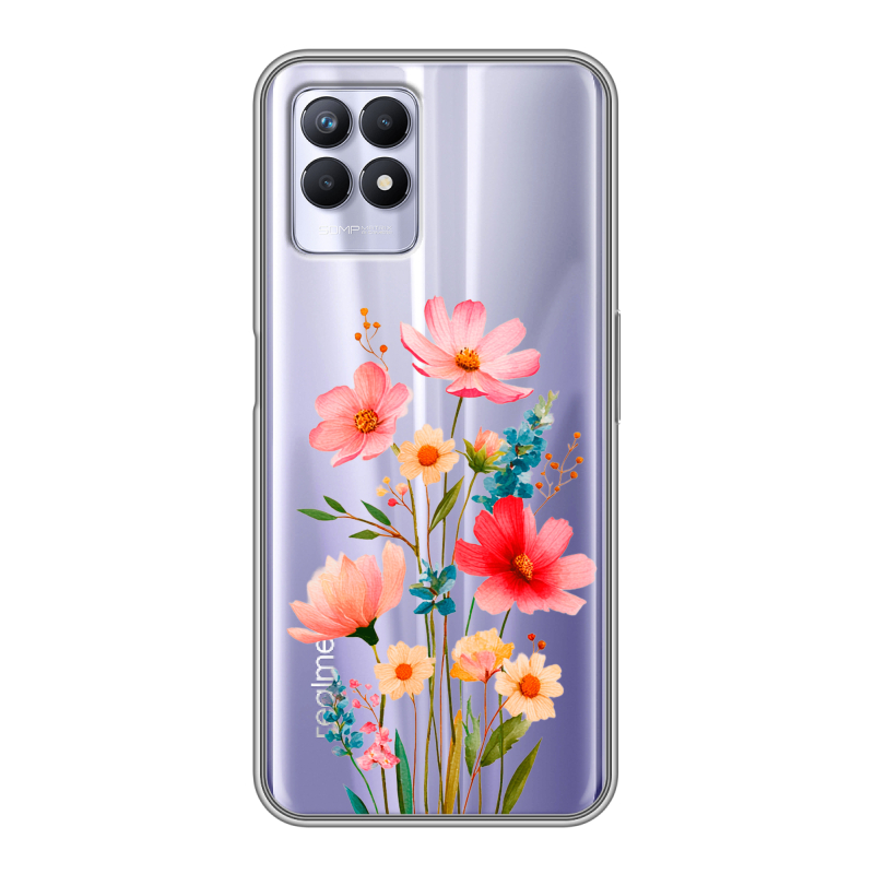 Силиконовый чехол на Realme 8i с принтом Цветы Силиконовый чехол на Realme 8i с принтом Цветы
