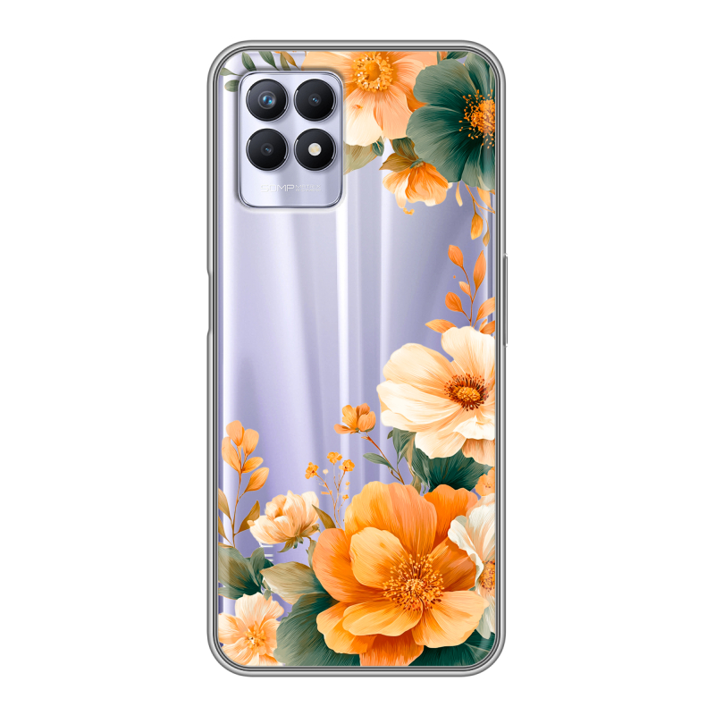 Силиконовый чехол на Realme 8i с принтом Цветы принт Силиконовый чехол на Realme 8i с принтом Цветы принт