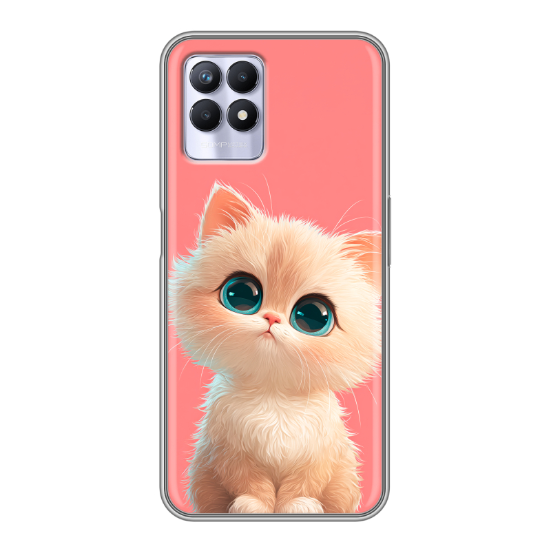 Силиконовый противоударный чехол на Realme 8i с принтом Розовый котенок Силиконовый противоударный чехол на Realme 8i с принтом Розовый котенок