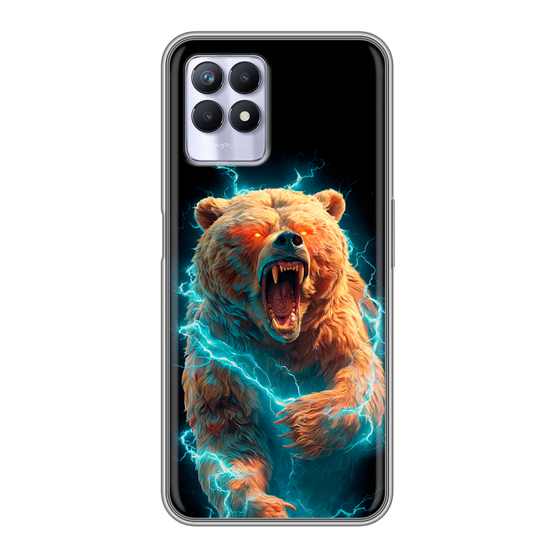 Силиконовый чехол на Realme 8i с принтом Медведь Силиконовый чехол на Realme 8i с принтом Медведь