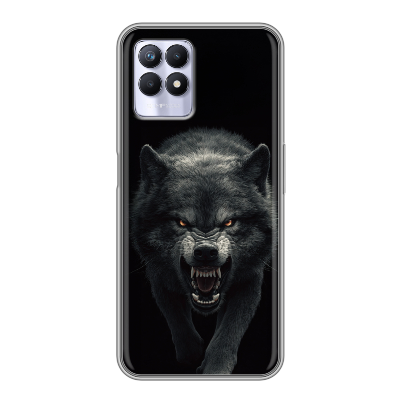 Силиконовый противоударный чехол на Realme 8i с принтом Волк Силиконовый противоударный чехол на Realme 8i с принтом Волк
