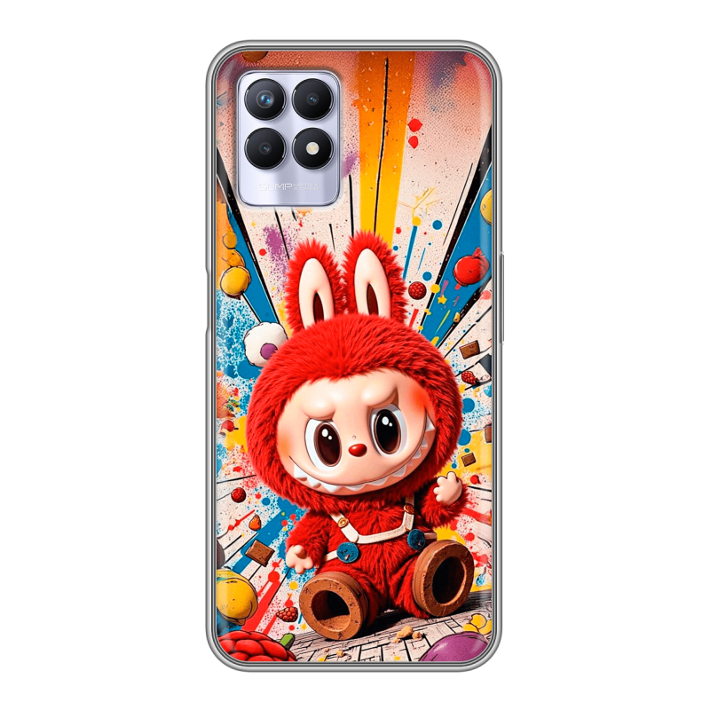 Силиконовый противоударный чехол на Realme 8i с принтом Labubu Лабубу Силиконовый противоударный чехол на Realme 8i с принтом Labubu Лабубу